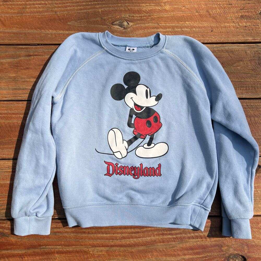 Vintage 90s Disneyland Mickey Mouse Sweatshirt Light Blue Kids M Retro Disney